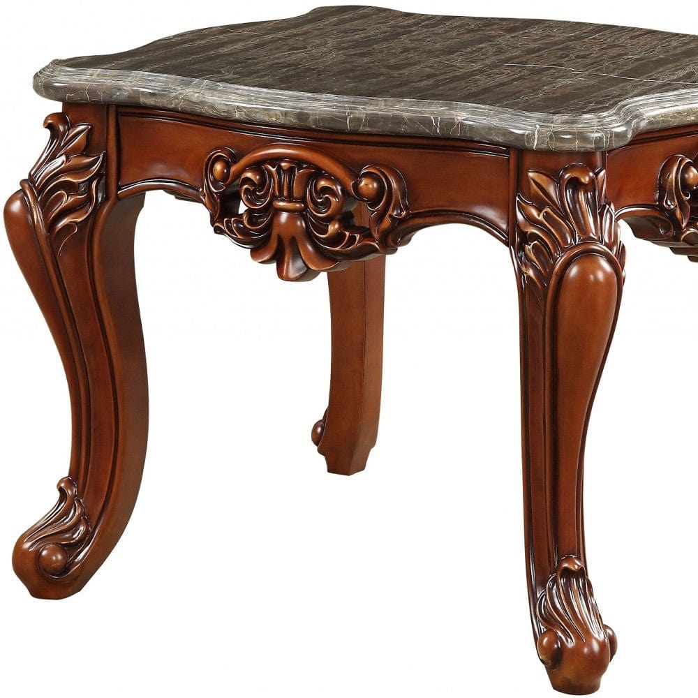 25" Walnut Faux Marble Square End Table - Homeroots - Flyclothing LLC