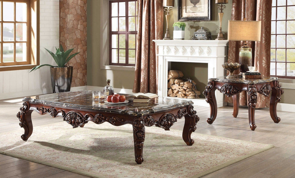 40" Dark Brown And Merlot Genuine Marble Rectangular Coffee Table - Homeroots - Flyclothing LLC