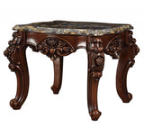 25" Walnut And Brown Faux Marble Square End Table - Homeroots