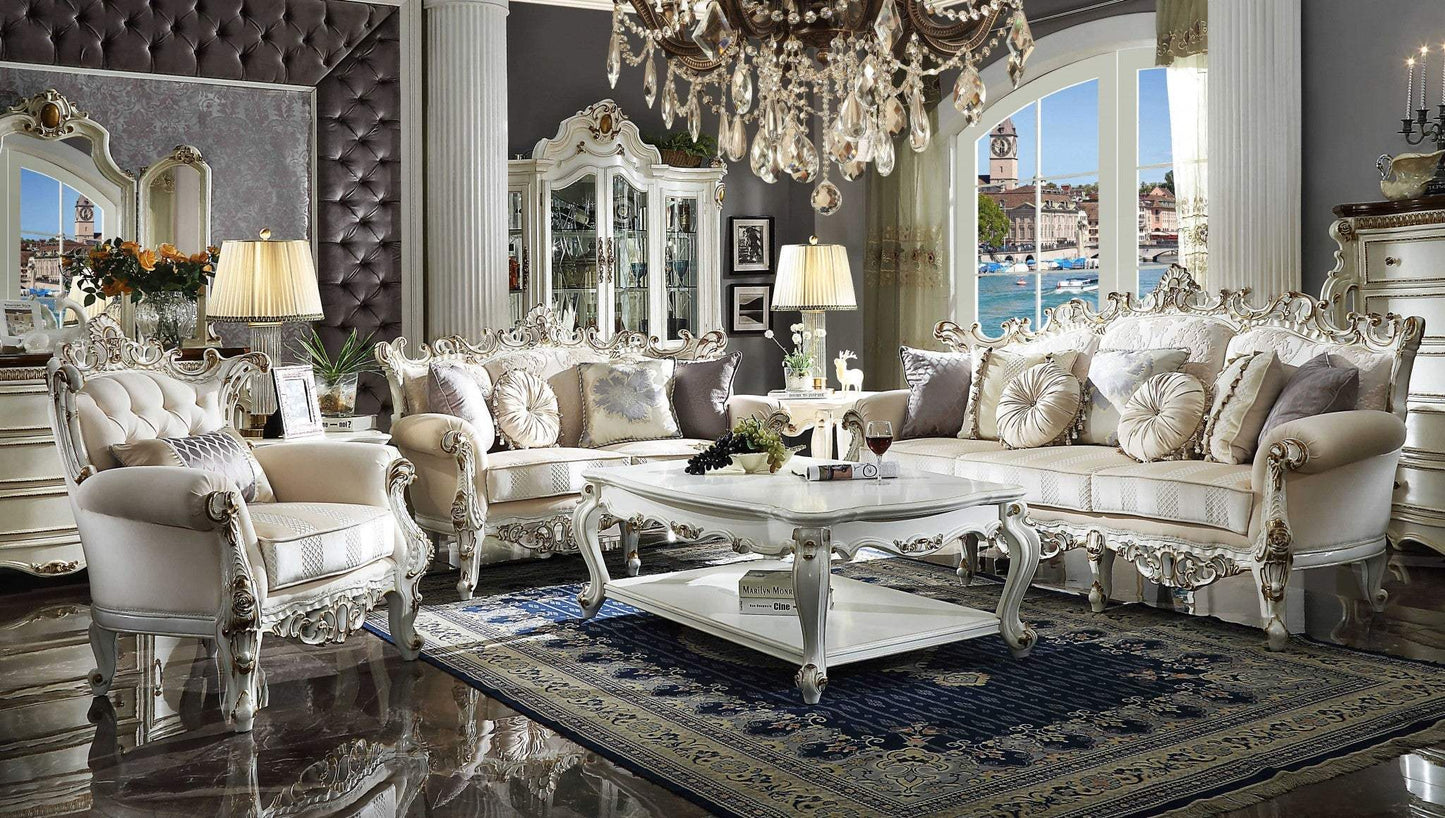 36" X 55" X 20" Antique Pearl Wood Poly-Resin Coffee Table - Homeroots - Flyclothing LLC