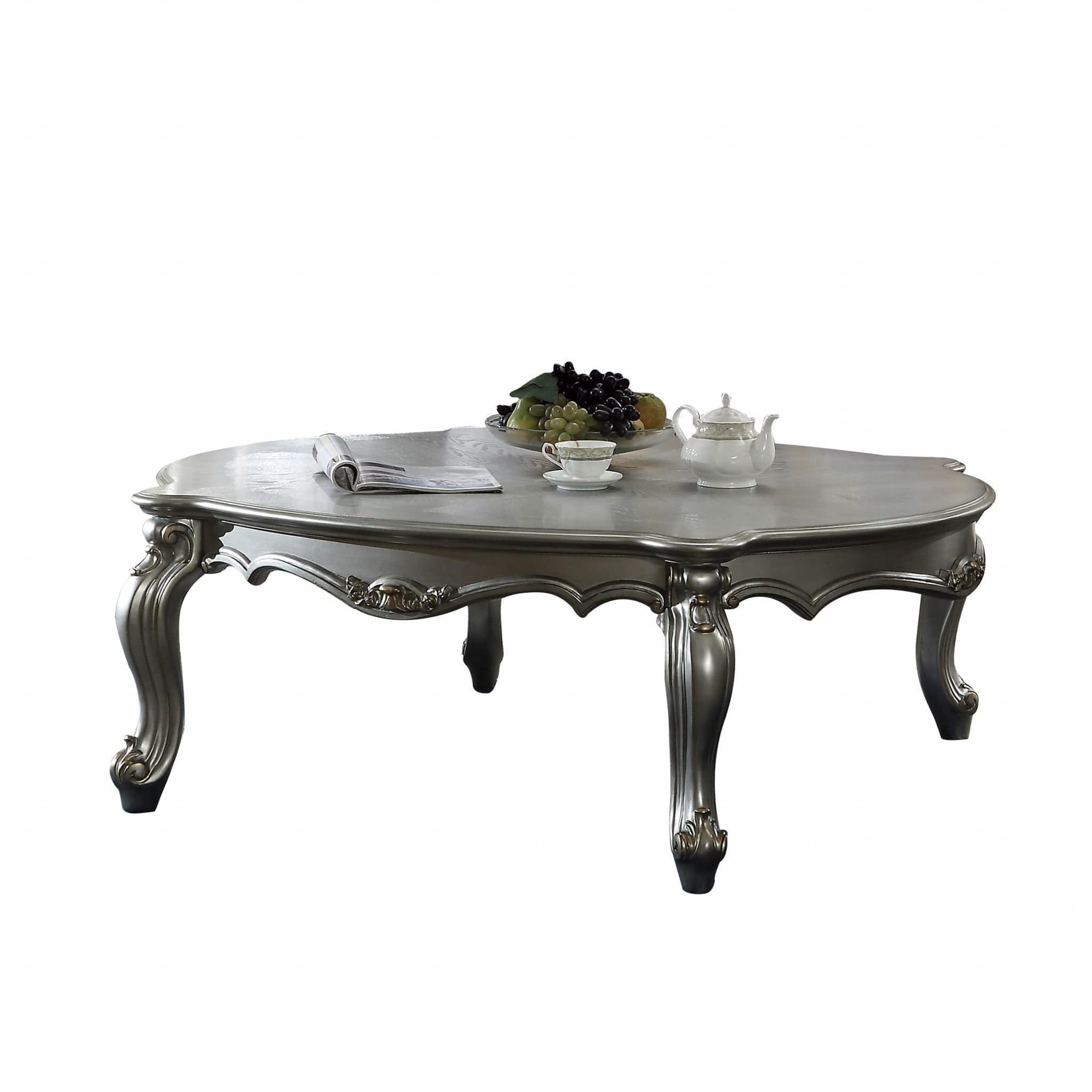 47" Antique Platinum Wood Poly Resin  Coffee Table - Homeroots