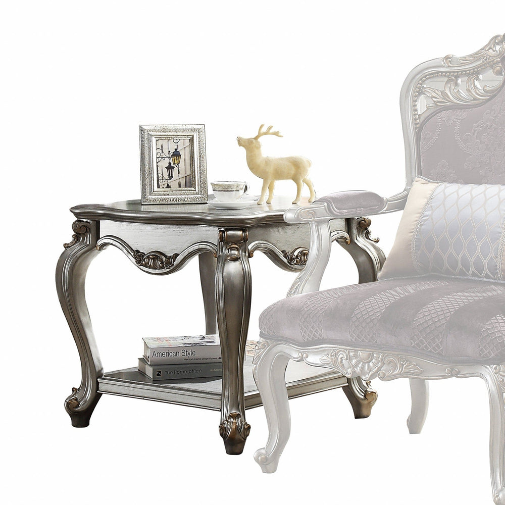 24" Gray Solid Wood End Table With Shelf - Homeroots