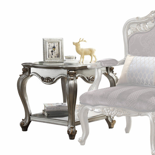 24" Gray Solid Wood End Table With Shelf - Homeroots