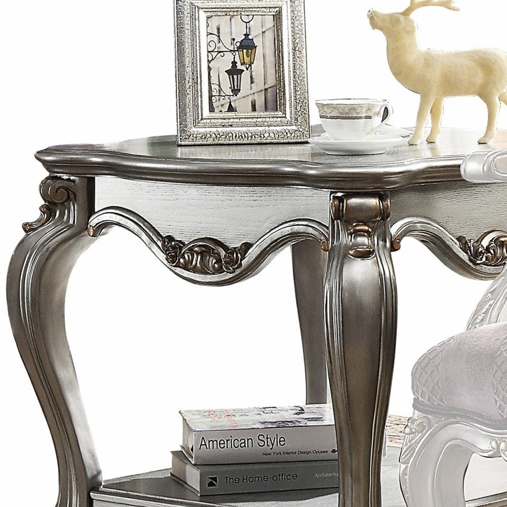 24" Gray Solid Wood End Table With Shelf - Homeroots - Flyclothing LLC