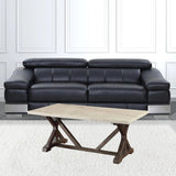 26" Brown And White Faux Marble And Solid Wood Rectangular Coffee Table - Homeroots