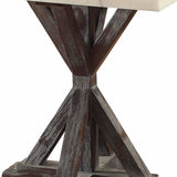 24" Espresso And White Faux Marble Square End Table - Homeroots