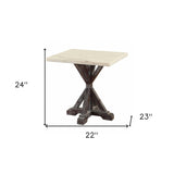 24" Espresso And White Faux Marble Square End Table - Homeroots - Flyclothing LLC