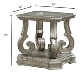 26" Silver And Clear Glass And Wood End Table With Shelf - Homeroots