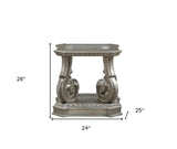 26" Silver And Clear Glass And Wood End Table With Shelf - Homeroots