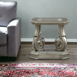 26" Silver And Clear Glass And Wood End Table With Shelf - Homeroots