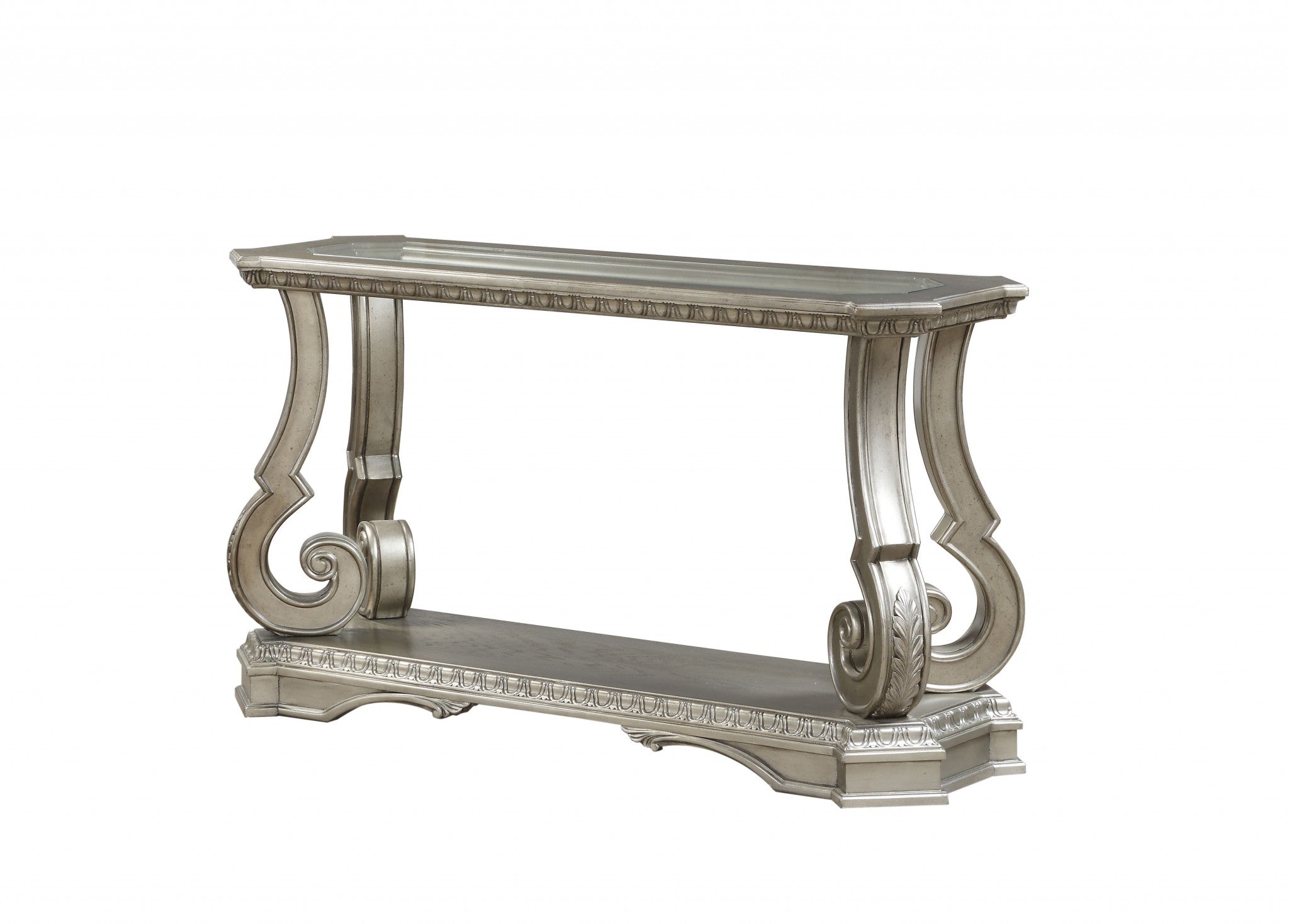 18" Glass And Solid Wood Coffee Table With Shelf