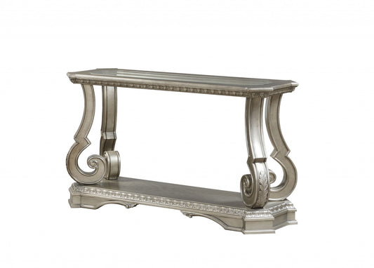 18" Glass And Solid Wood Coffee Table With Shelf