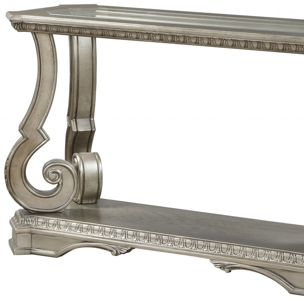 18" Glass And Solid Wood Coffee Table With Shelf