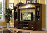 19" X 58" X 26" Walnut Wood Glass (TV Stand) TV Stand - Homeroots