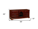 58" Brown Solid and Manufactured Wood TV Stand - Homeroots - Flyclothing LLC