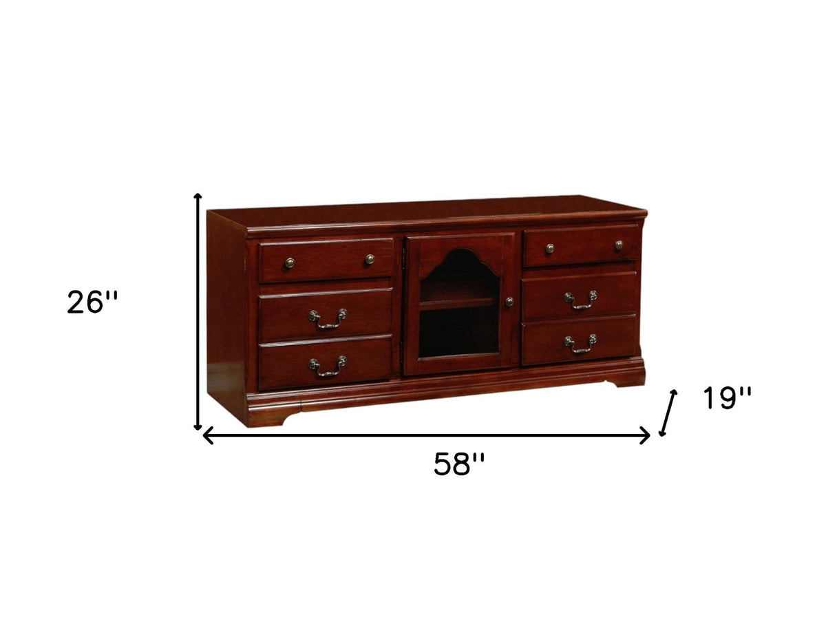 58" Brown Solid and Manufactured Wood TV Stand - Homeroots - Flyclothing LLC