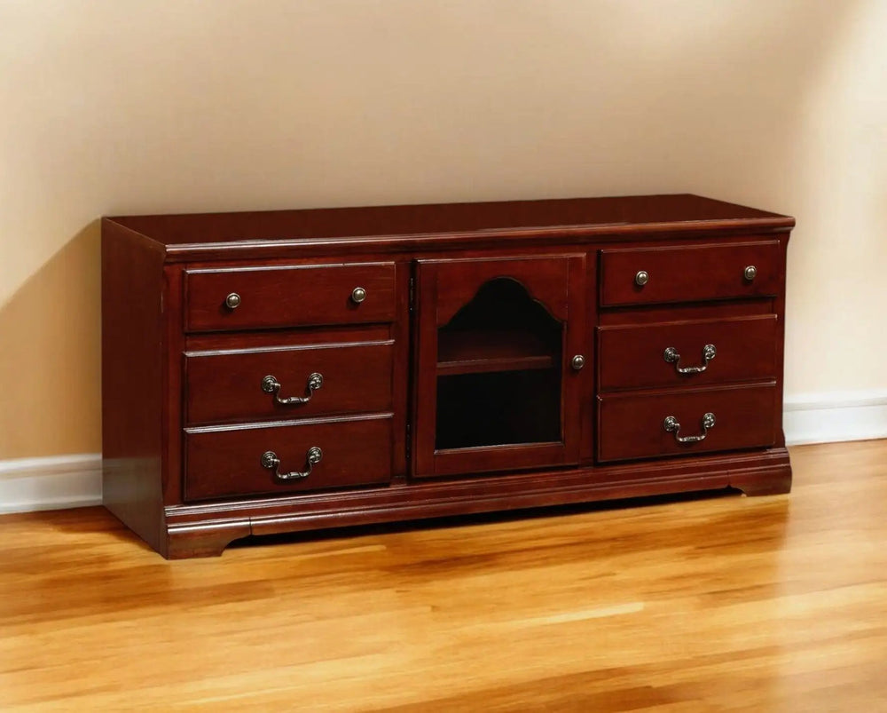 58" Brown Solid and Manufactured Wood TV Stand - Homeroots