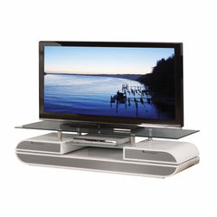 63" Gray and White Cabinet Enclosed Storage TV Stand - Homeroots