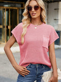 Round Neck Short Sleeve Sweater - Trendsi - Flyclothing LLC