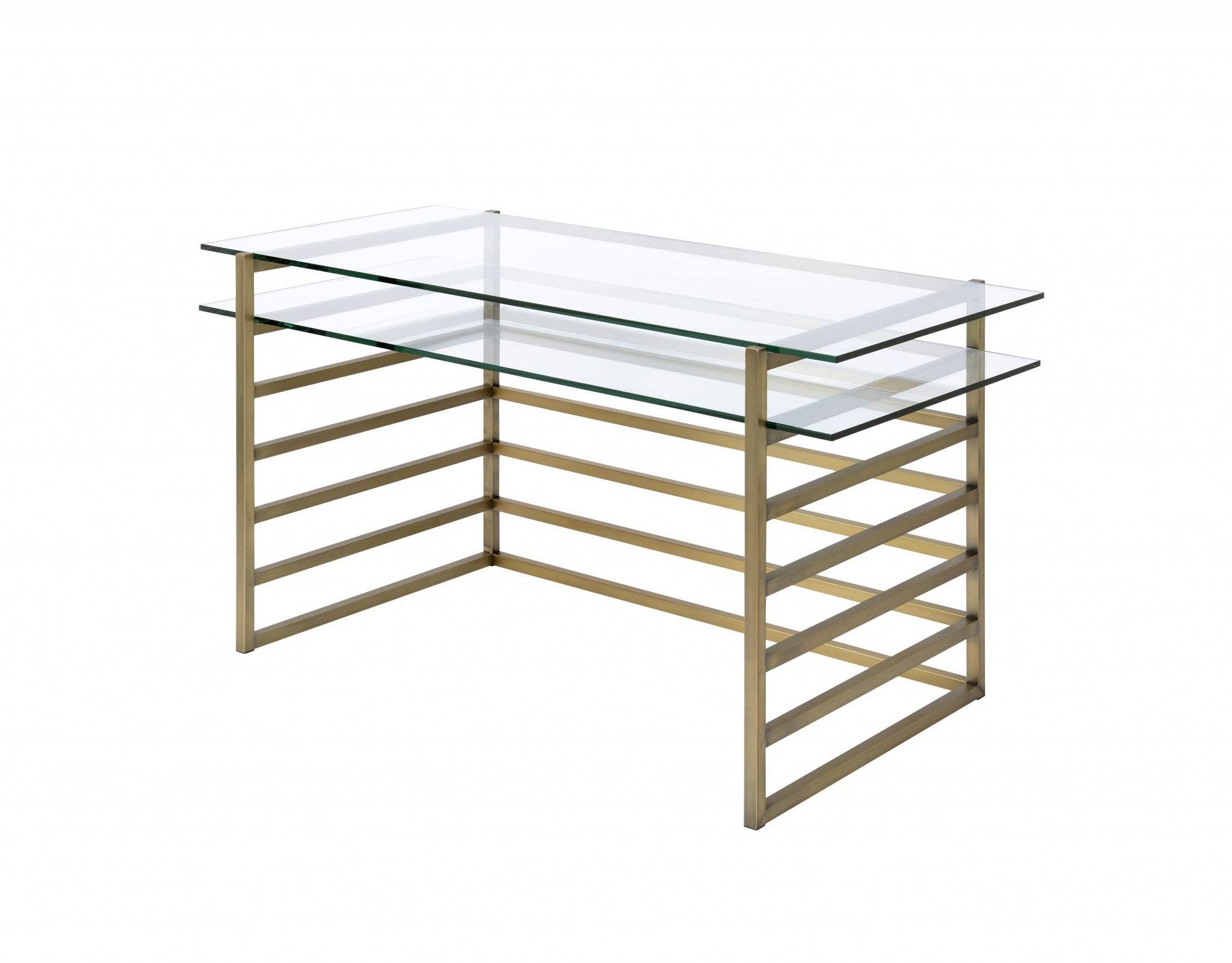 28" Clear and Gold Glass Mirrored - Homeroots - Flyclothing LLC