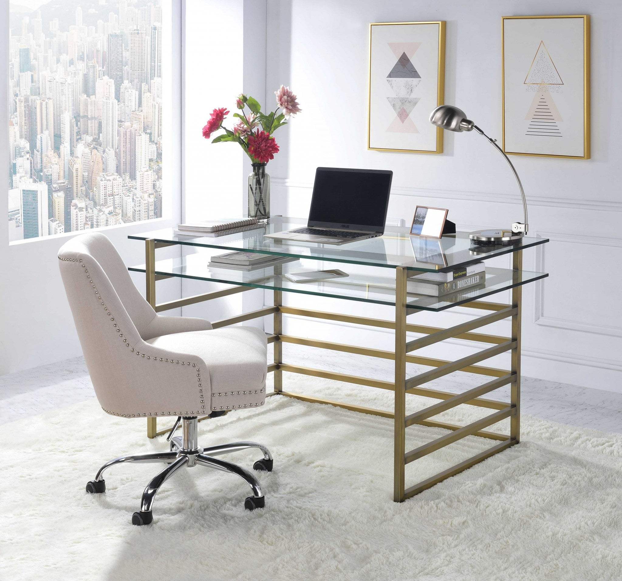 28" Clear and Gold Glass Mirrored - Homeroots - Flyclothing LLC