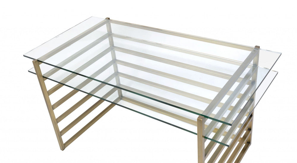 28" Clear and Gold Glass Mirrored - Homeroots - Flyclothing LLC