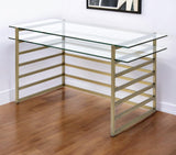 28" Clear and Gold Glass Mirrored - Homeroots - Flyclothing LLC