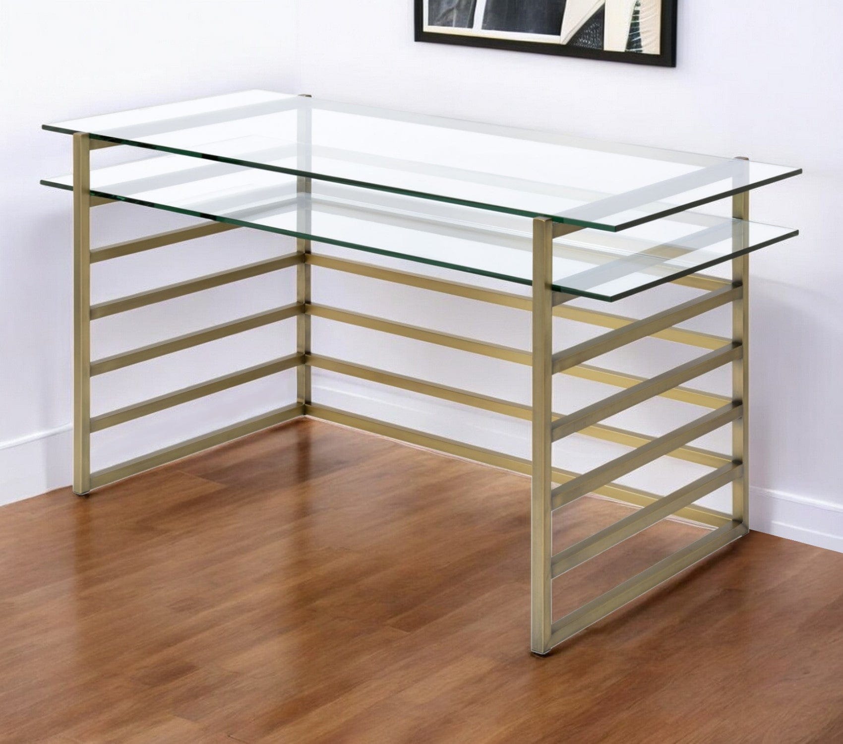 28" Clear and Gold Glass Mirrored - Homeroots - Flyclothing LLC