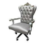 Gray Faux Leather Tufted Seat Swivel Adjustable Executive Chair Leather Back - Homeroots - Flyclothing LLC