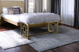 18" White and Gold Upholstered Faux Fur Bench - Homeroots - Flyclothing LLC