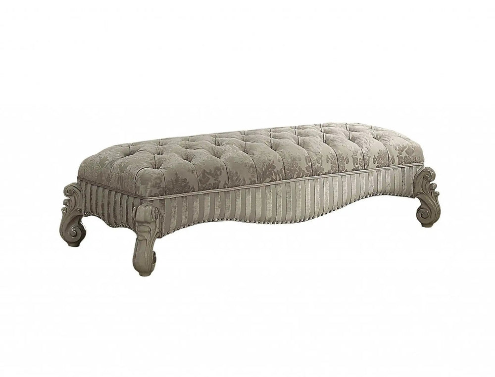 28" X 65" X 20" Ivory Fabric Bone White Upholstery Poly Resin Bench - Homeroots