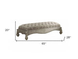 28" X 65" X 20" Ivory Fabric Bone White Upholstery Poly Resin Bench - Homeroots