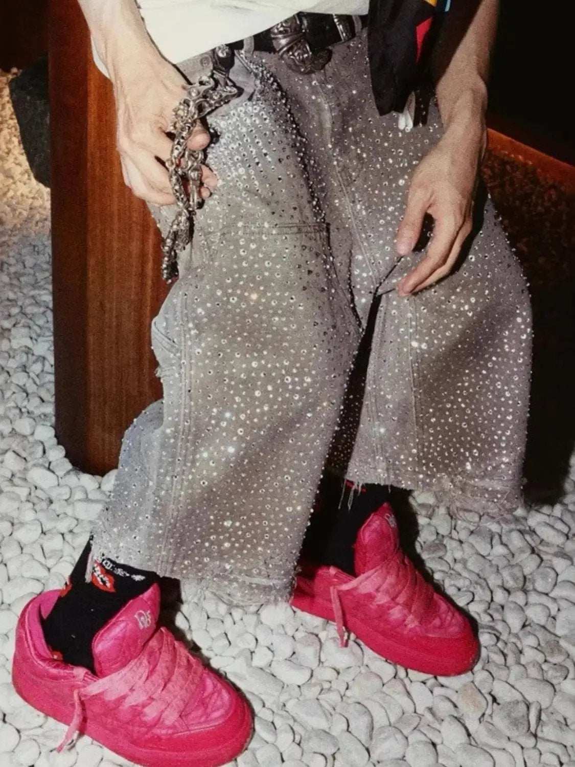 Men's Rhinestone Shorts with Pockets - Trendsi - Flyclothing LLC