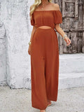 Cutout Off Shoulder Wide Leg Jumpsuit - Trendsi - Flyclothing LLC
