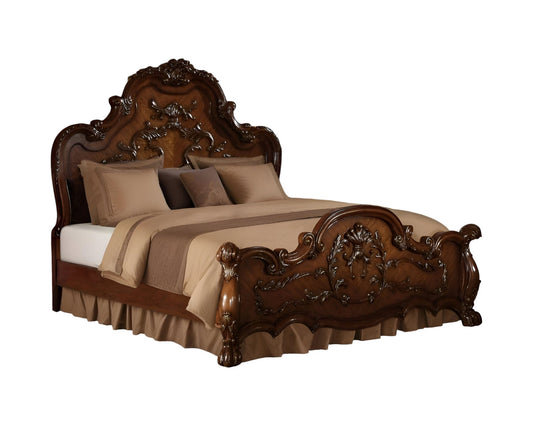 Brown Scrolling Wood California King Bed Frame - Homeroots