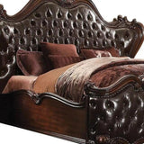 88" X 101" X 76" 2-Tone Dark Brown Pu Cherry Oak Wood Poly Resin Upholstery California King Bed - Homeroots