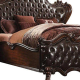 King Tufted Dark Brown Upholstered Faux Leather Bed With Nailhead Trim - Homeroots - Flyclothing LLC