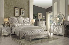 91" X 96" X 75" Ivory Velvet Bone White Upholstery Poly Resin Eastern King Bed