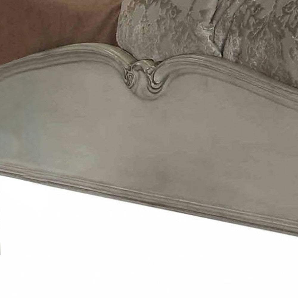 76" X 95" X 73" Vintage Gray Pu Bone White Wood Poly Resin Upholstery Queen Bed - Homeroots - Flyclothing LLC
