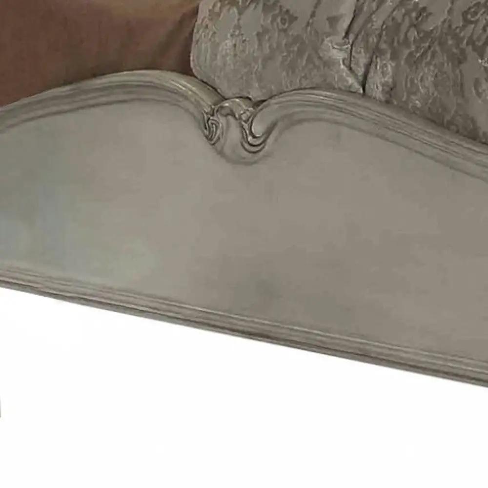 76" X 95" X 73" Vintage Gray Pu Bone White Wood Poly Resin Upholstery Queen Bed - Homeroots - Flyclothing LLC