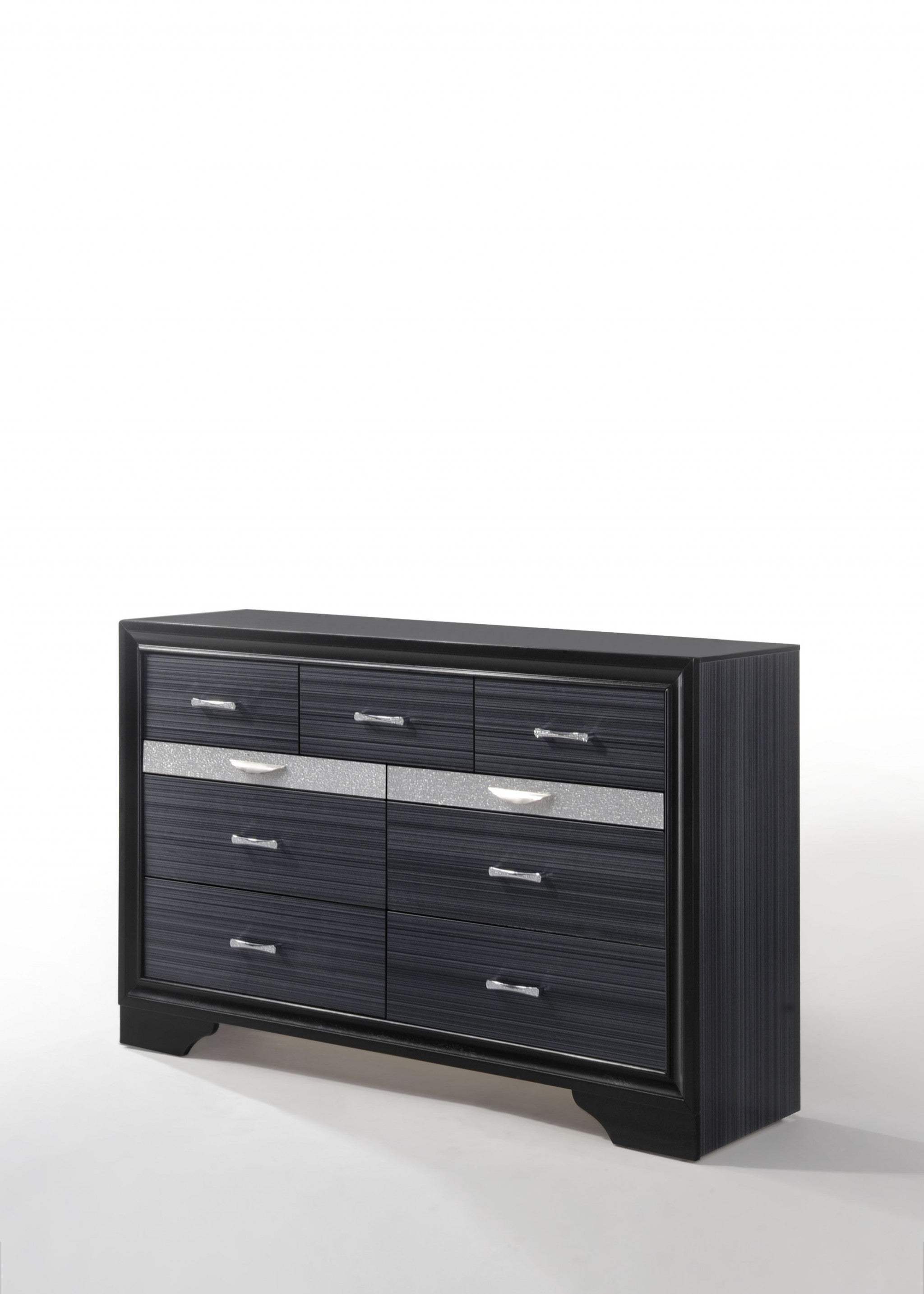 63" Black Manufactured Wood Nine Drawer Gentlemans Chest - Homeroots - Flyclothing LLC