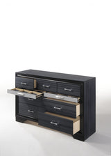 63" Black Manufactured Wood Nine Drawer Gentlemans Chest - Homeroots - Flyclothing LLC