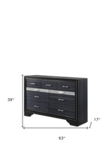 63" Black Manufactured Wood Nine Drawer Gentlemans Chest - Homeroots - Flyclothing LLC