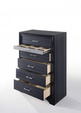 34" Black Solid Wood Six Drawer Chest - Homeroots - Flyclothing LLC