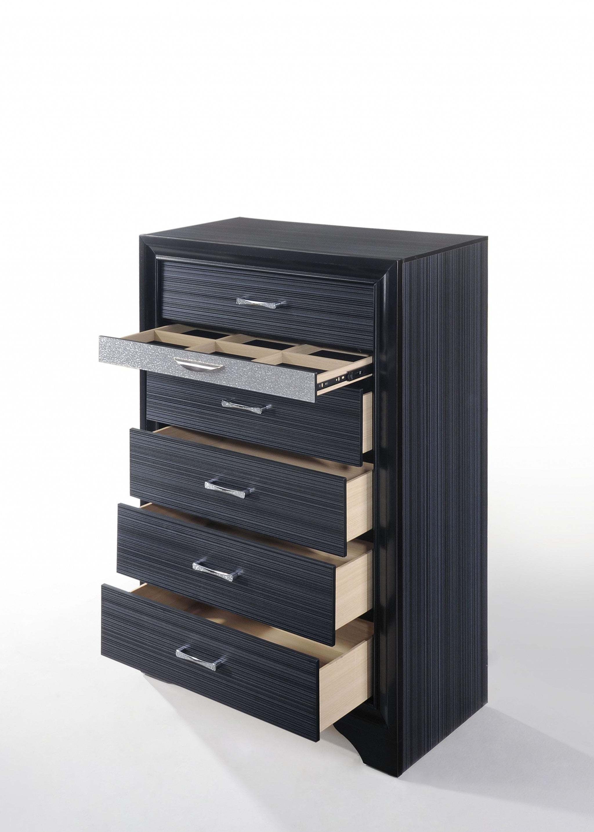 34" Black Solid Wood Six Drawer Chest - Homeroots - Flyclothing LLC