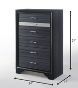 34" Black Solid Wood Six Drawer Chest - Homeroots - Flyclothing LLC