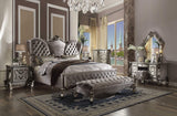 87" X 100" X 75" Velvet Antique Platinum Upholstery Poly Resin California King Bed - Homeroots - Flyclothing LLC