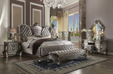 87" X 100" X 75" Velvet Antique Platinum Upholstery Poly Resin California King Bed - Homeroots