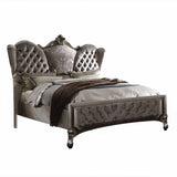 Gray Queen Tufted Upholstered Velvet Bed Frame with Nailhead Trim - Homeroots - Flyclothing LLC