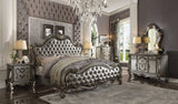 73" X 99" X 72" Silver Pu Antique Platinum Upholstery Poly Resin Queen Bed - Homeroots
